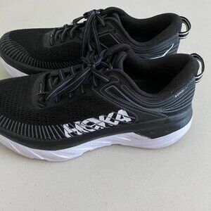 HOKA Bondi 7 Black & White  Everyday Run & Walk Shoe Size 7 Worn Once
